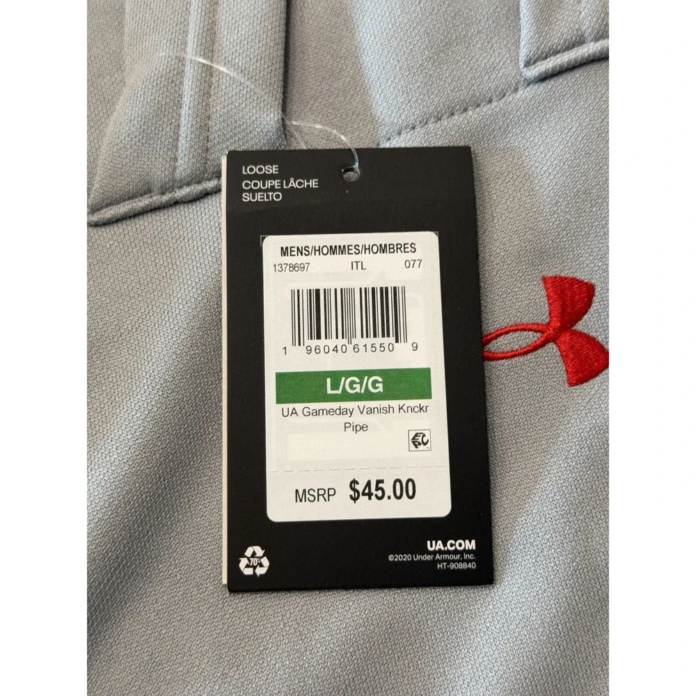 Under Armour Gameday Vanish Piped Baseball Pants Gray Red Mens L 1378697 NWT